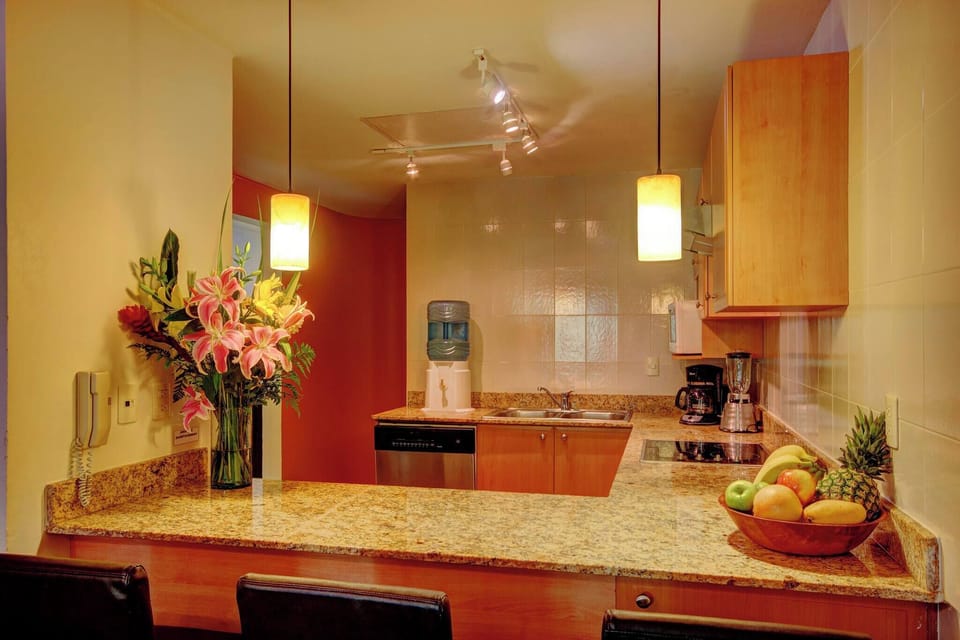 The kitchen has a dishwasher and a lovely breakfast bar.