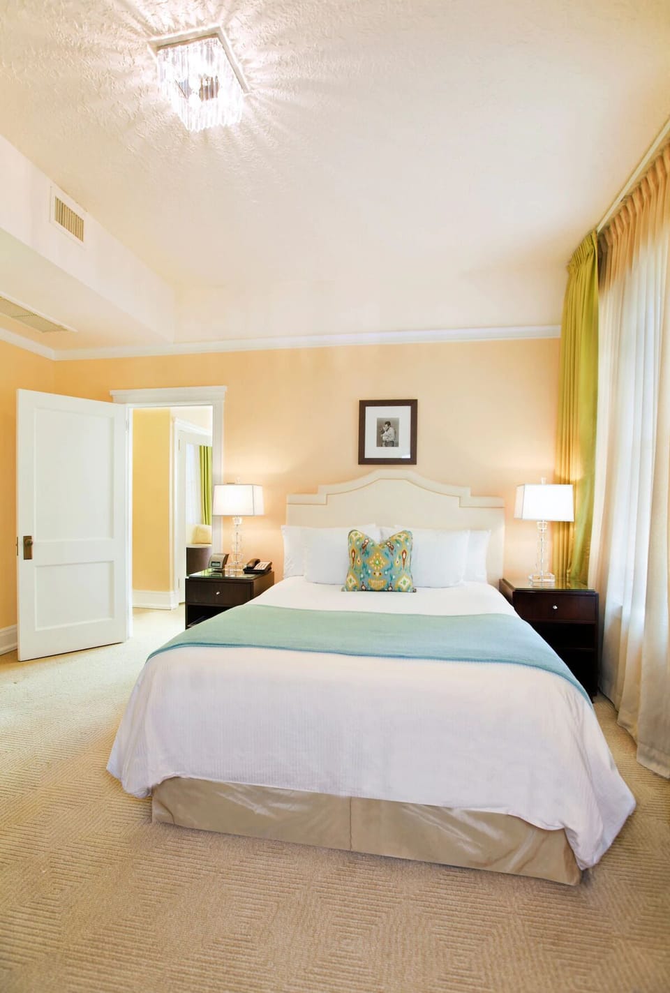 Sink into crisp linens and enjoy a peaceful night’s sleep.