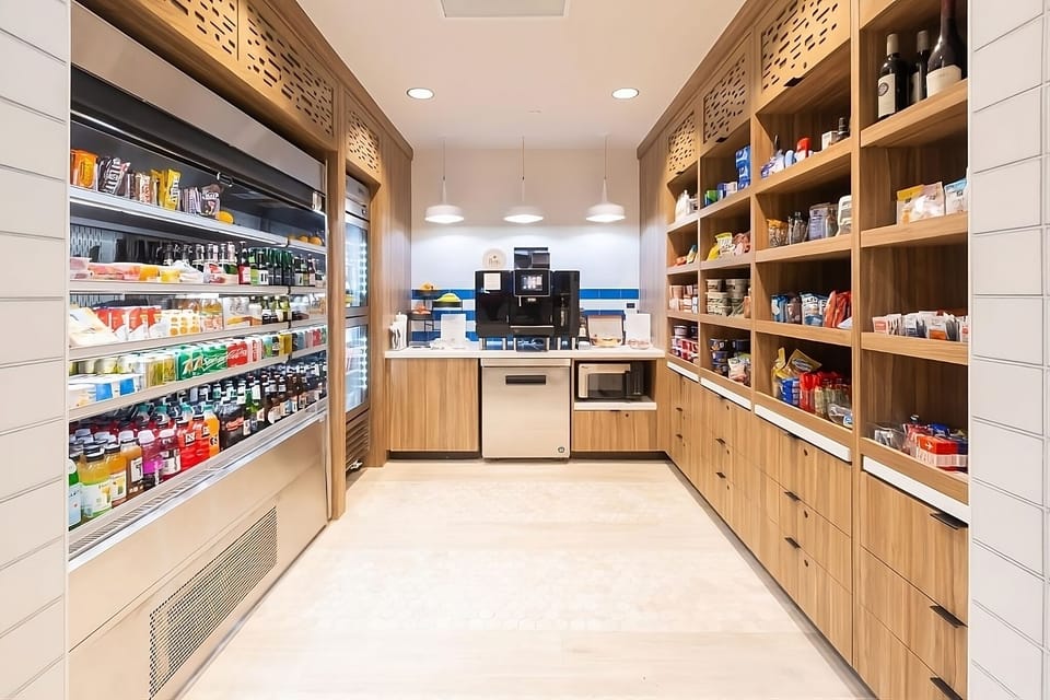 Stock up anytime with snacks and essentials in the market.