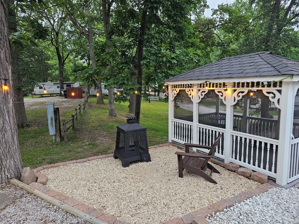 Brand new fire pit area with plenty of room for seating.