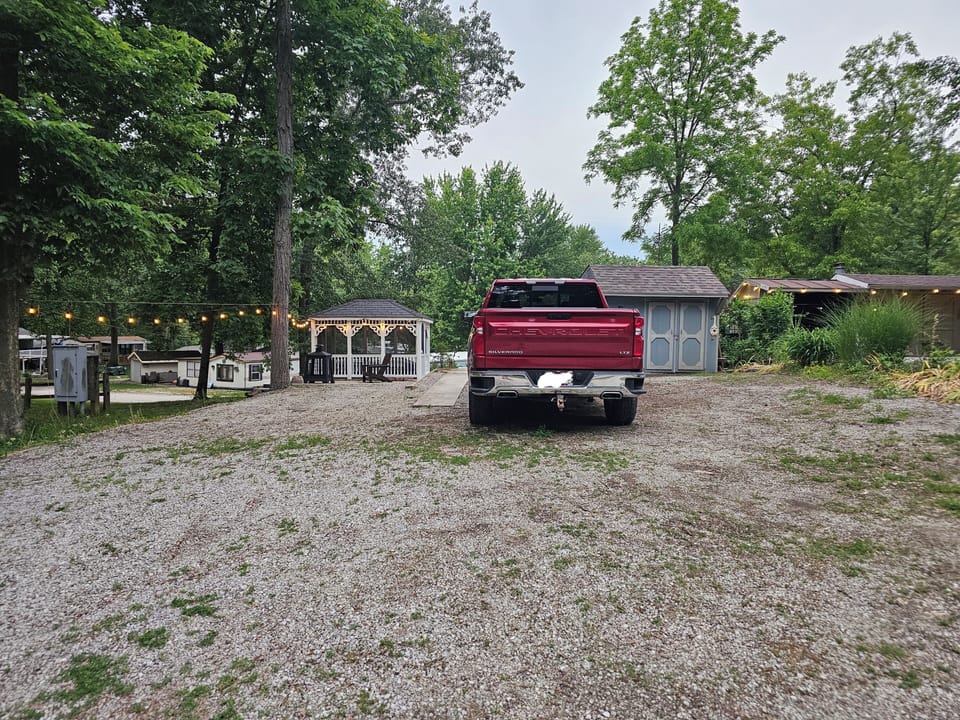 Lot can accommodate large units with slides. 