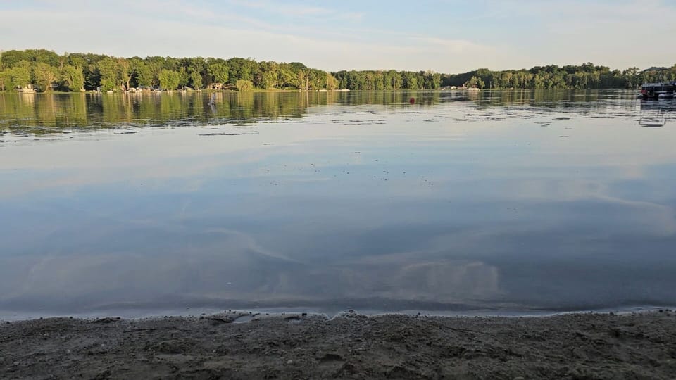 Sunset at the beach around the bend. Ridinger Lake