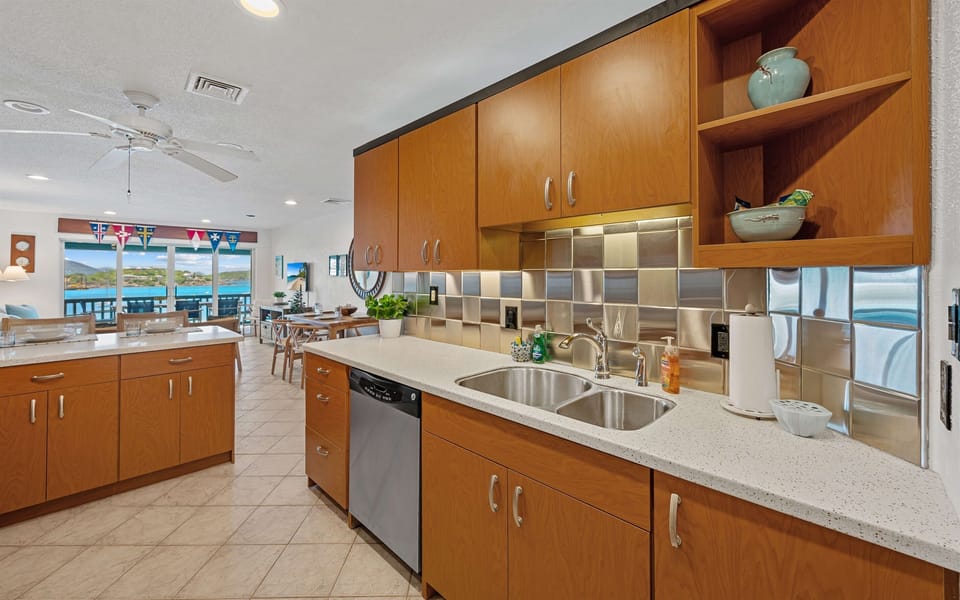 Kitchen opens to the living area