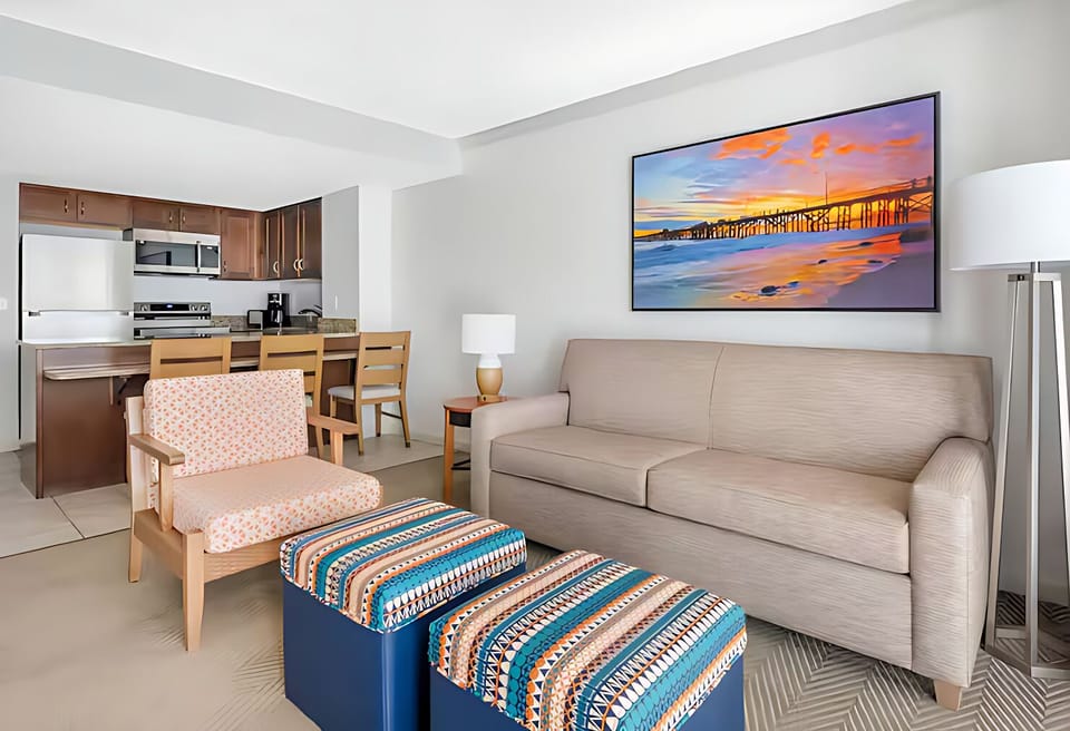 Stretch out after adventures in a bright, open-plan suite.