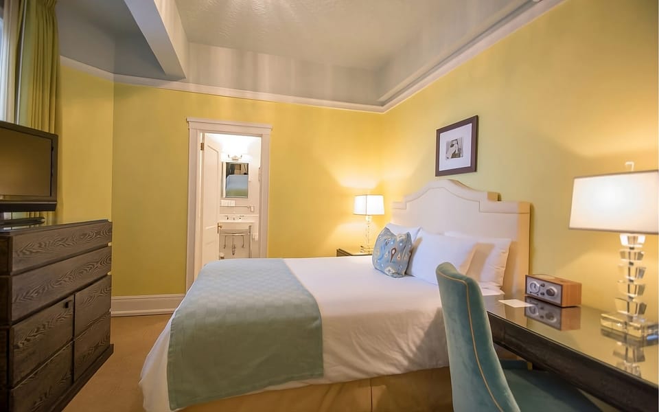 Settle in with bedside lighting and an easy bathroom entry.