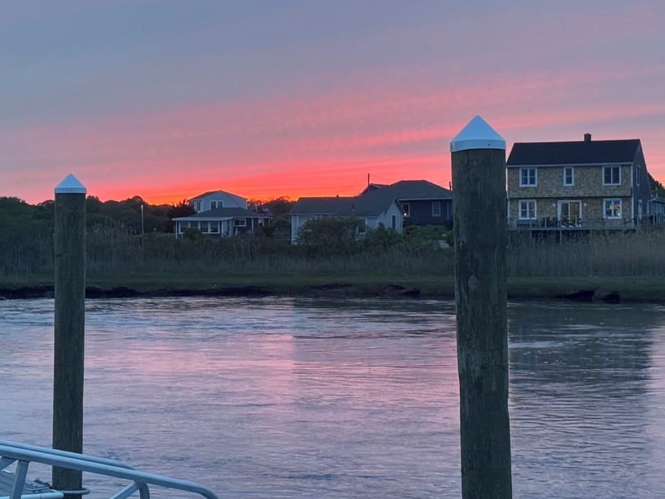 View from the community docks at sunset 