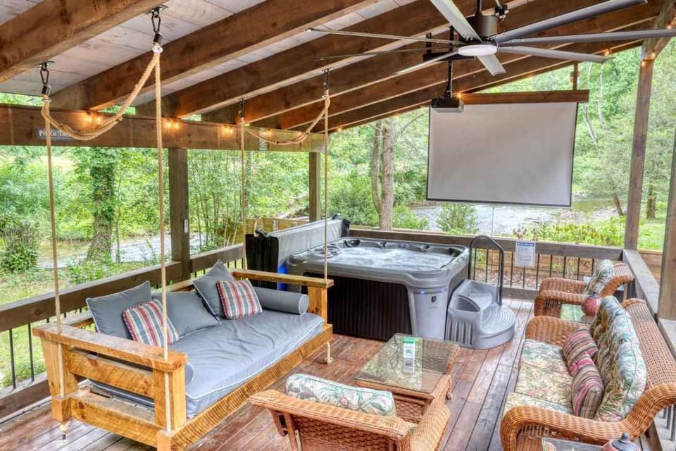 "We loved the peaceful creek and swing on the porch with the hot tub"-Kaylynn 
