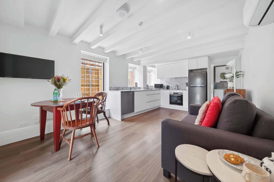 Open plan living space with air conditioning and heating. 