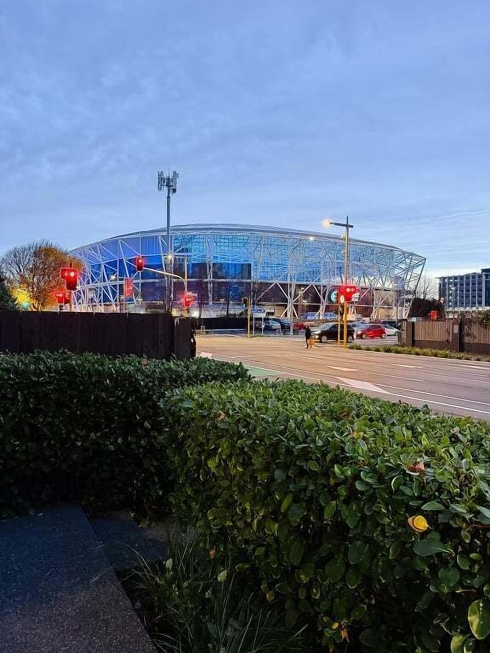 one-nz Stadium directly opposite — three minutes on foot to the gates.