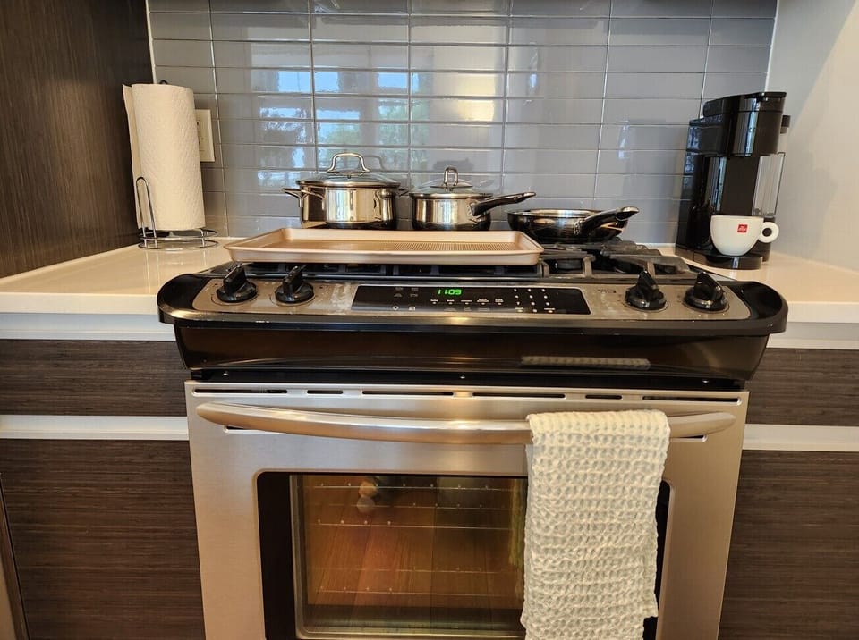Pots and pans, baking sheet, coffee maker
