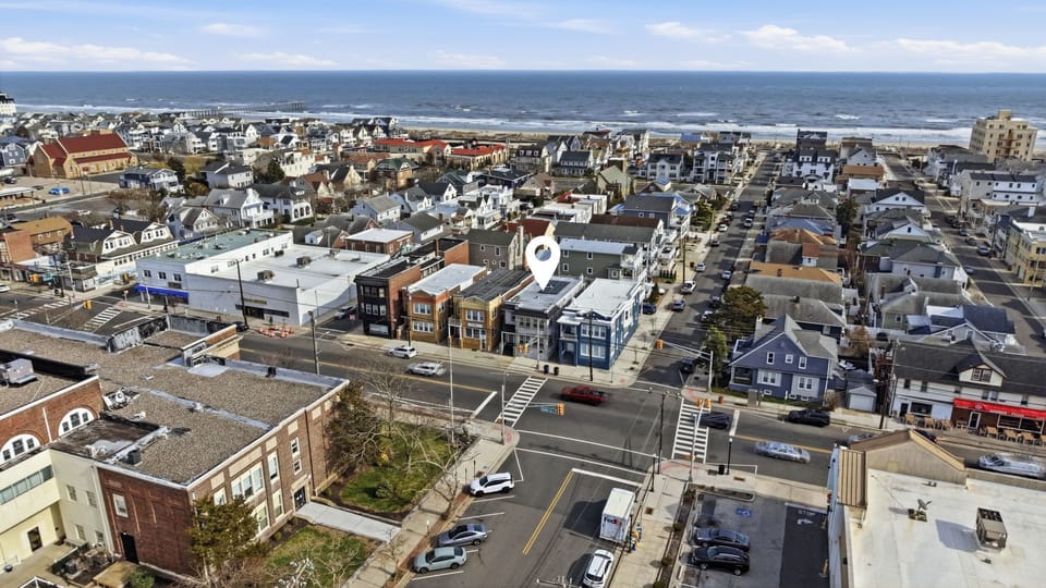 This aerial view of the building shows you just how close you are to fun in the sun, sand, and waves of the Jersey Shore!