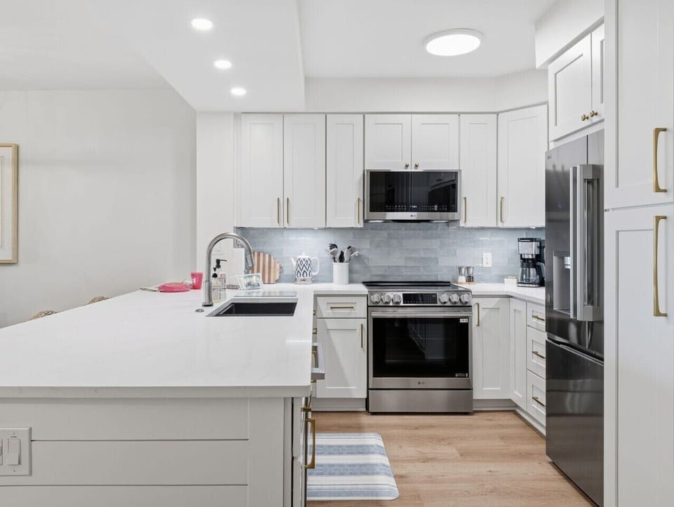 Modern coastal finishes and plenty of space to gather around