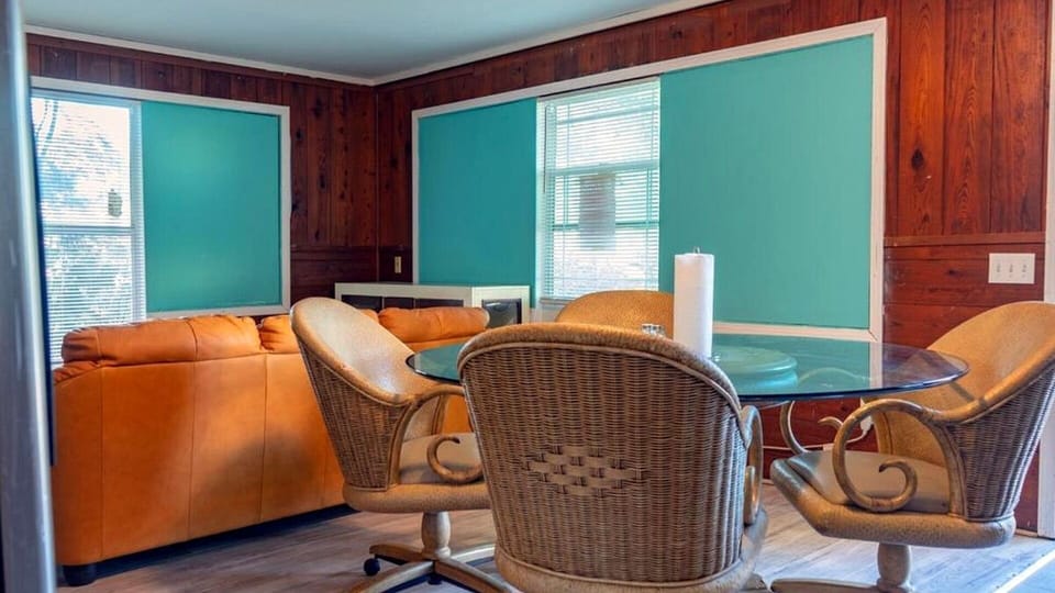 Dining area and living room seating
