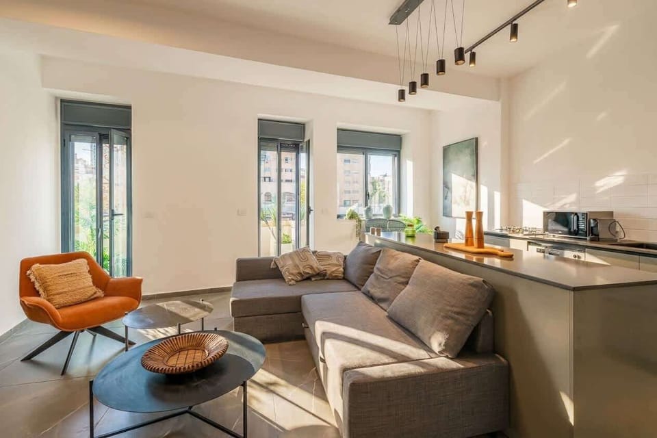 Sunny lounge corner designed for relaxing after a day exploring Jerusalem.