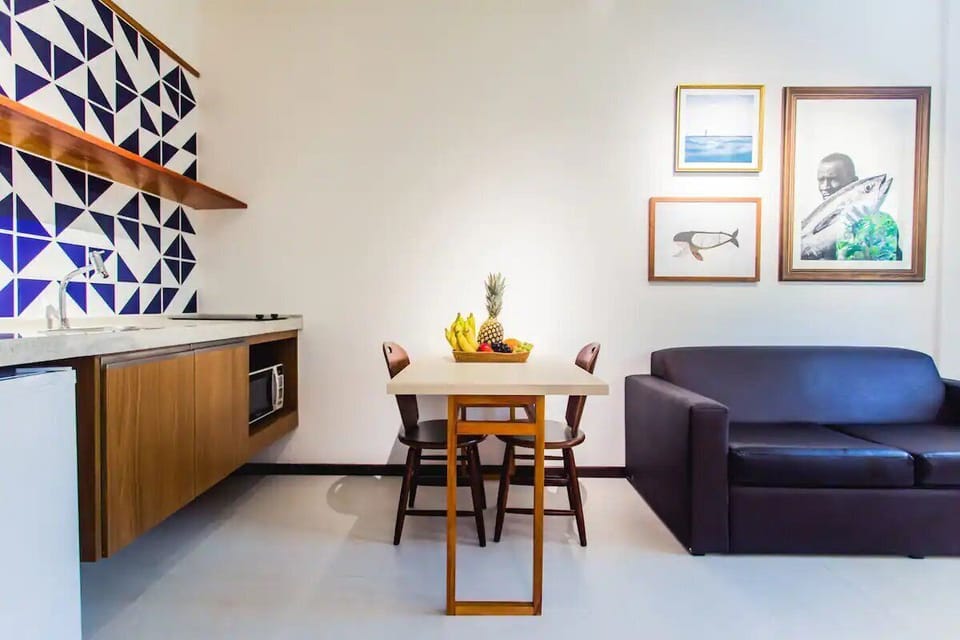 Kitchen and dining + living area