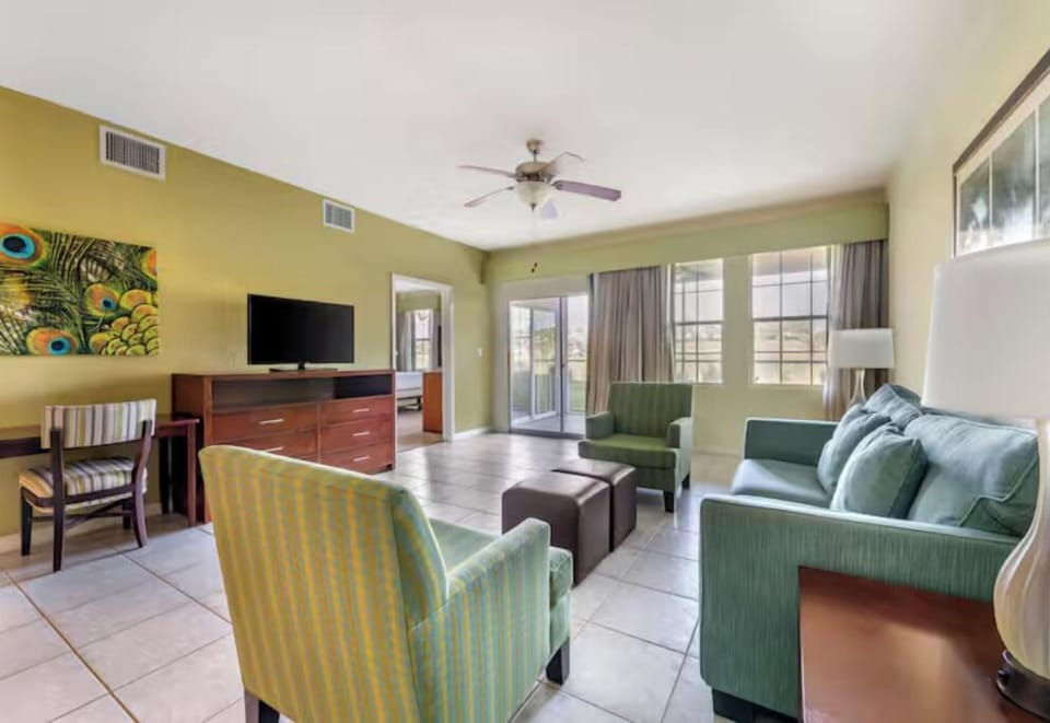 Gather for movie nights in a roomy living space.