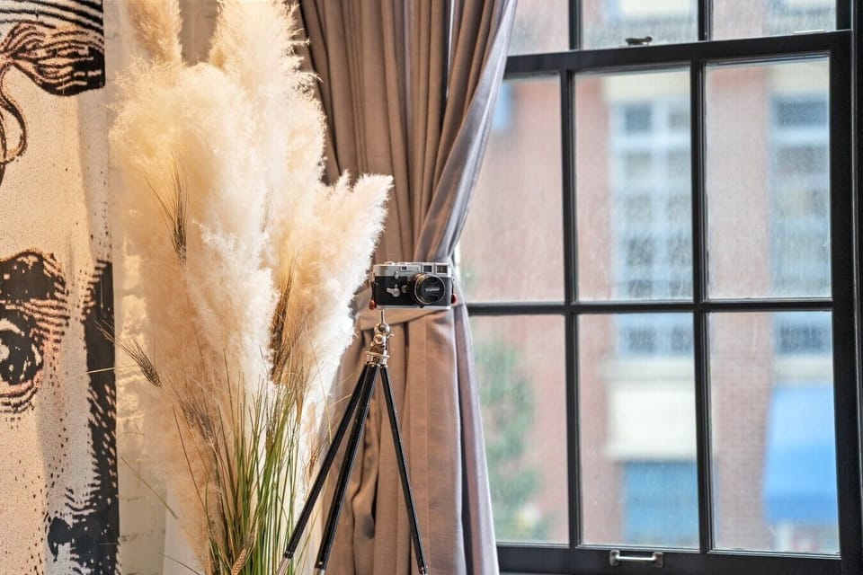 Living Room: Capture the vibe with stylish decor and stunning city views through large windows!