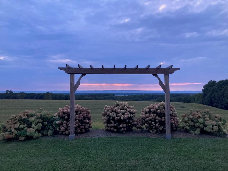 The former owner's daughter was married at this spot on the bluff overlooking Torch Lake and Lake Michigan. We are happy to discuss a micro wedding or rehearsal dinner for your group at the property.