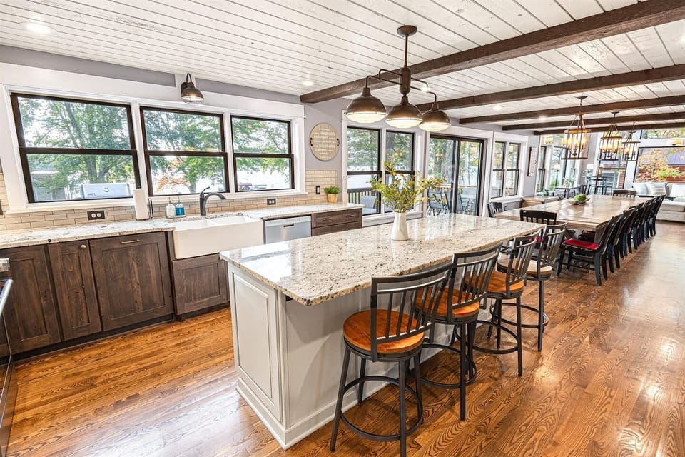 Designed with gathering in mind, the kitchen serves as the heart of the cabin.