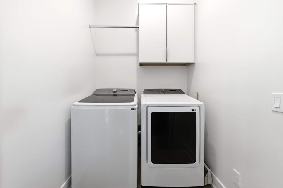 Pack light and settle in with the convenience of in-home laundry.