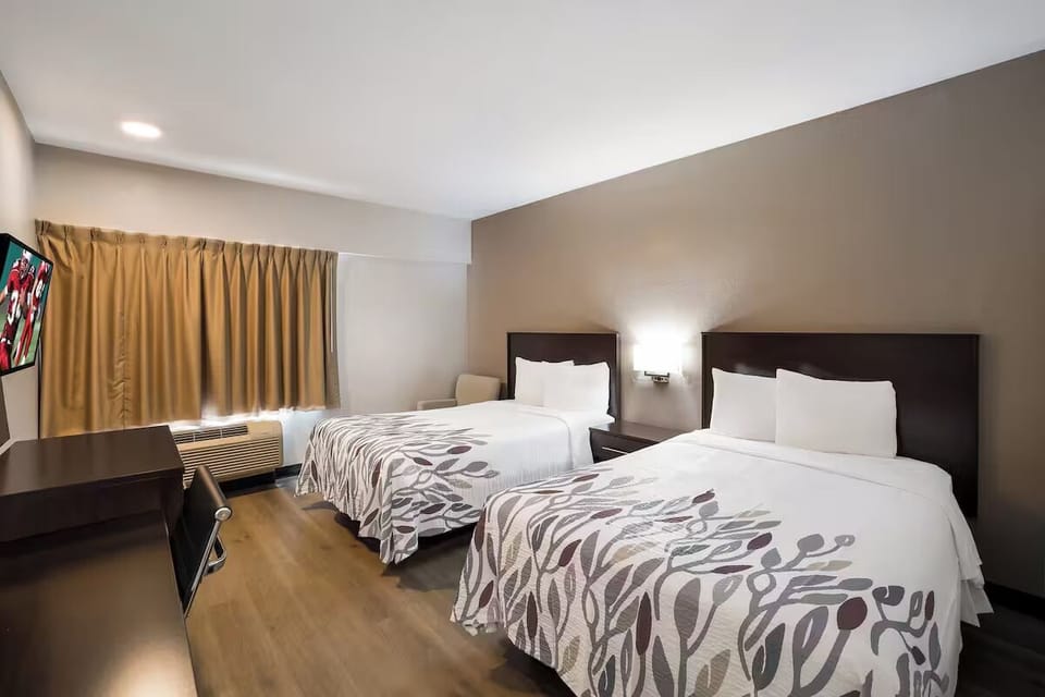 Recharge together in a bright double-bed room with plenty of space.