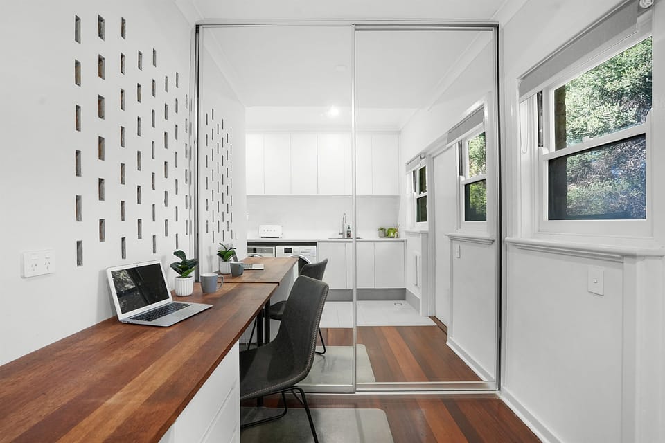 Dedicated workspace with a peaceful outlook, perfect for remote work, study, or staying connected during your stay.