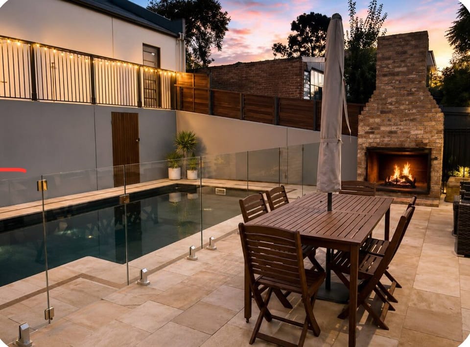 The best of both worlds - heated pool and outdoor fireplace!