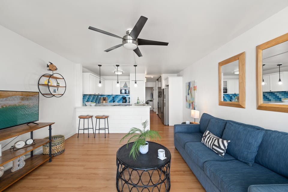 Bright layout connecting the living room and kitchen for easy flow.