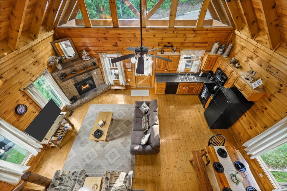 Vaulted Ceiling Looking Down on Living Room