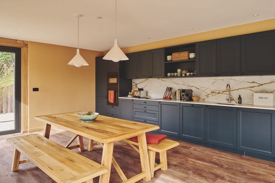 The dining kitchen at Haymill Retreat, Powys
