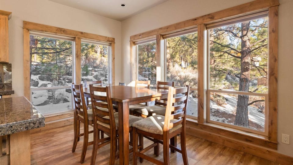 Gather comfortably with dining space for 6 guests.