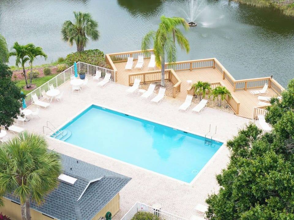 Heated community pool with sundeck, open year-round, just steps from the unit.
