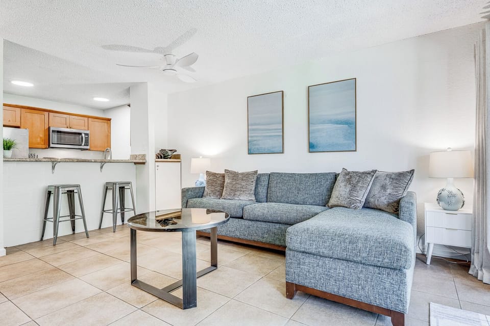 Open kitchen/living area, so the chef can socialize while cooking!