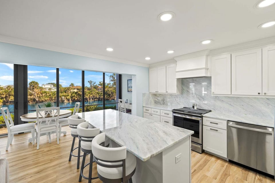Kitchen with beautiful canal views