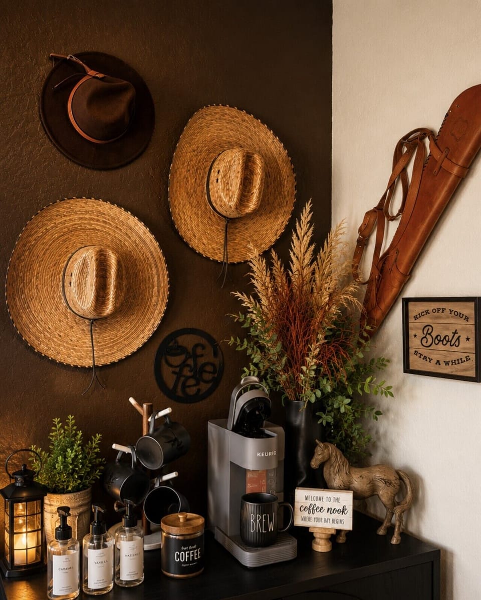 Kick off your boots and stay a while — the playful western decor sets the tone for a relaxed, fun-filled lake escape.