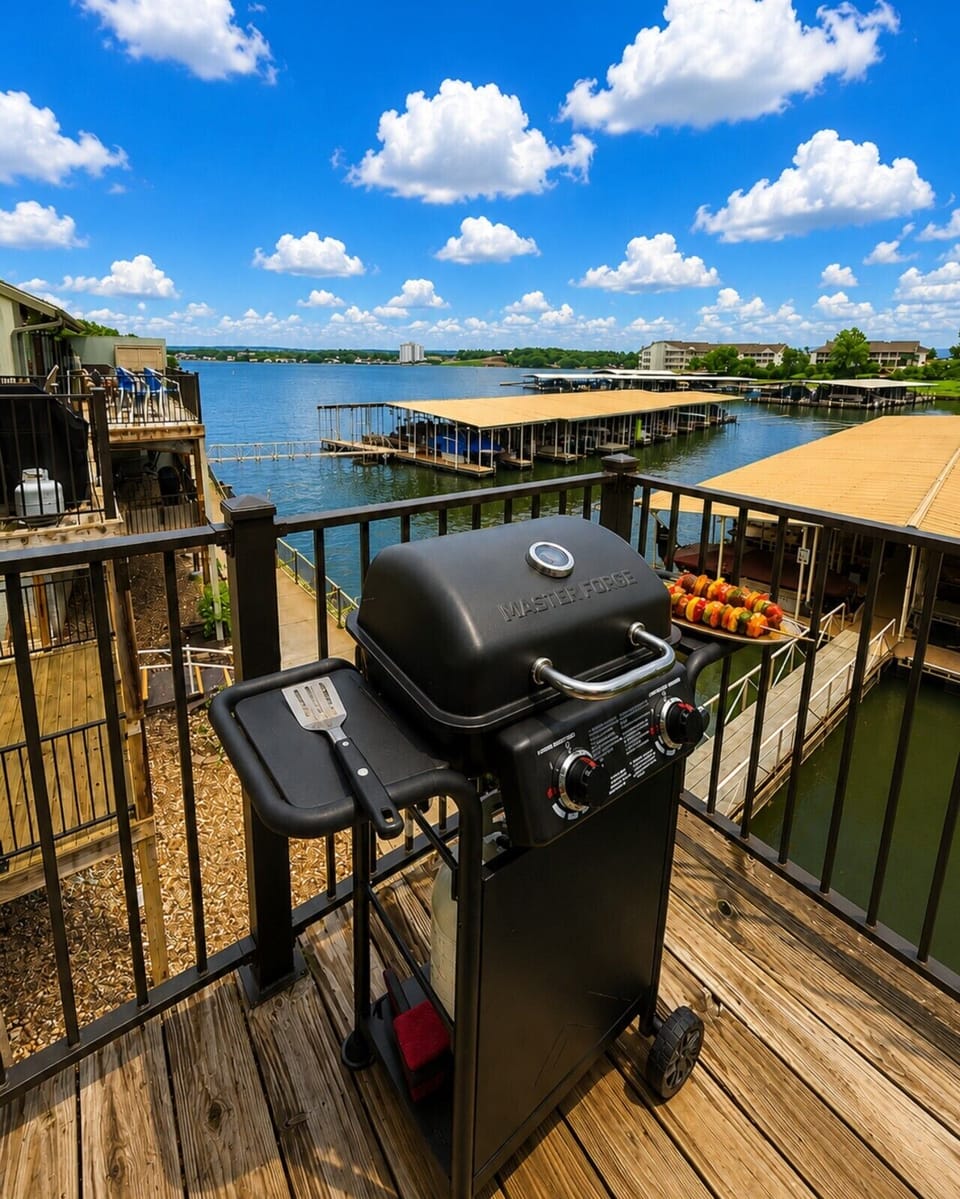 Your own lakeside grill station — fire it up for fresh catches, weekend cookouts, and those golden-hour dinners on the water.