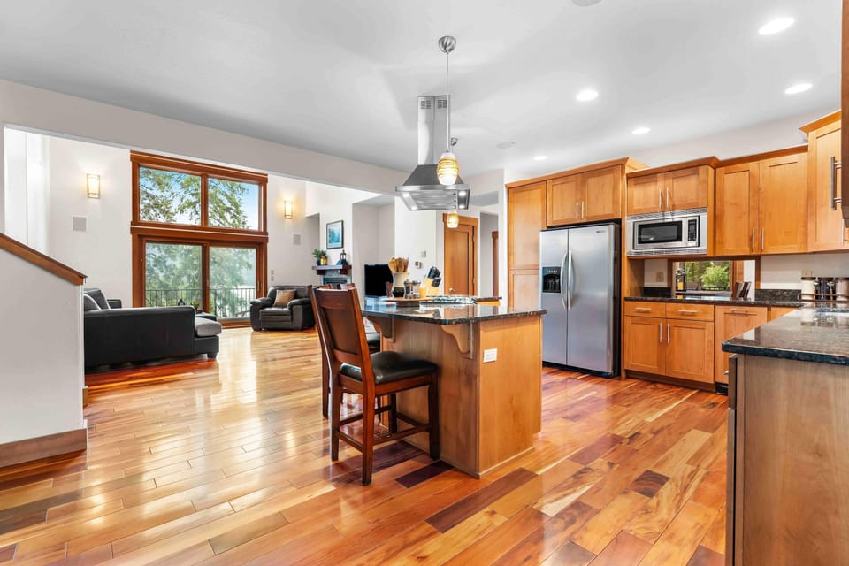 A fully equipped kitchen with everything needed for extended stays and shared meals.