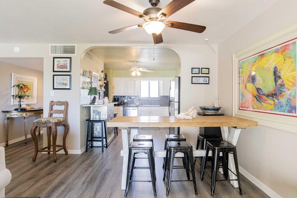 Bright, open kitchen and dining area with modern charm