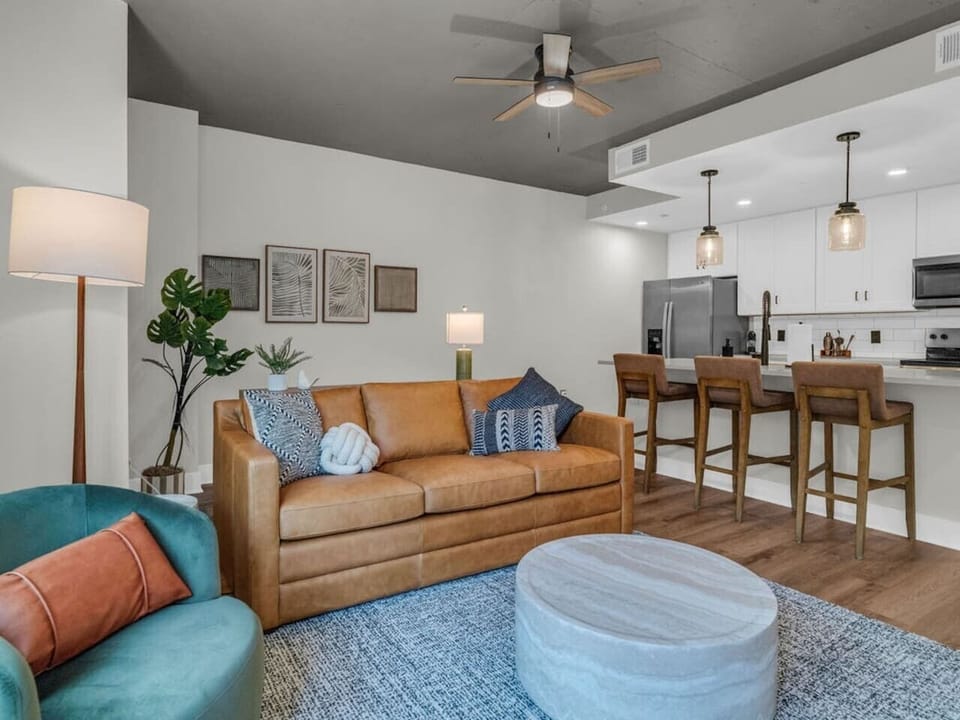 Living Room: Bright and airy with modern decor, perfect for relaxation or entertaining!