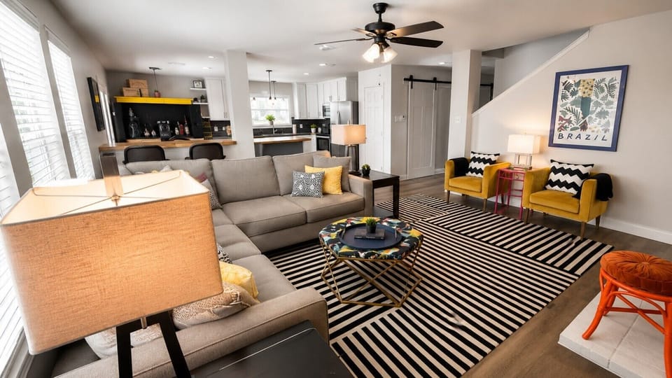 Bright and modern eclectic living room