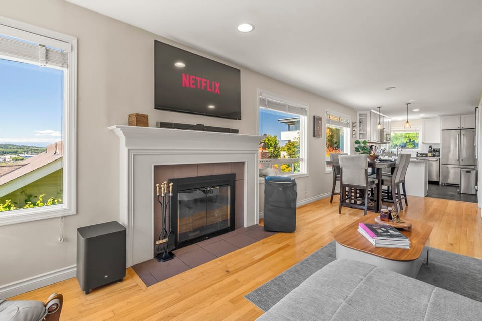 Cozy up by the fireplace after a day of exploring the city.