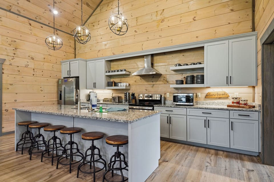 Spacious kitchen island offers extra prep space