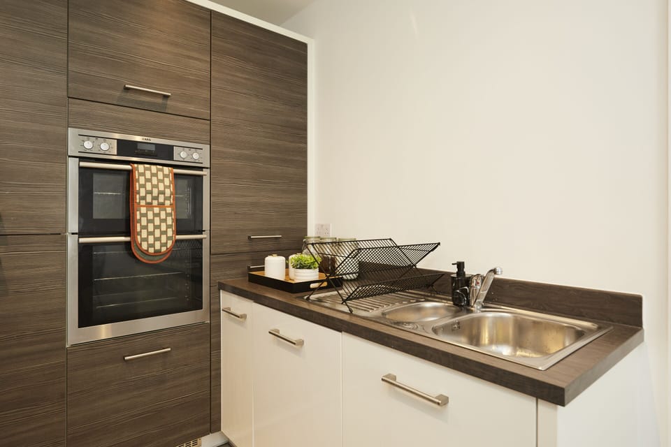 Functional and spacious cooking area.