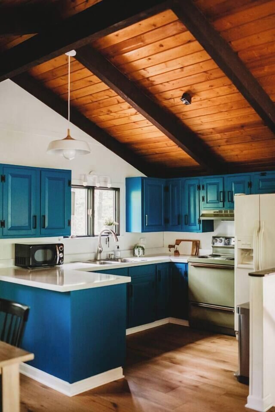 Cook with the vintage oven and retro microwave.