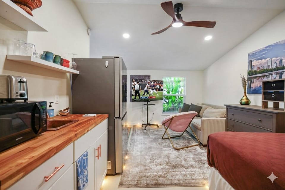 TV, pull out couch in living room