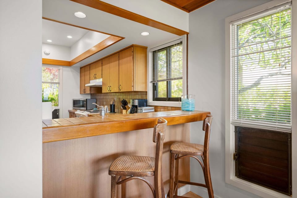 Kitchen bar stools for extra seating.