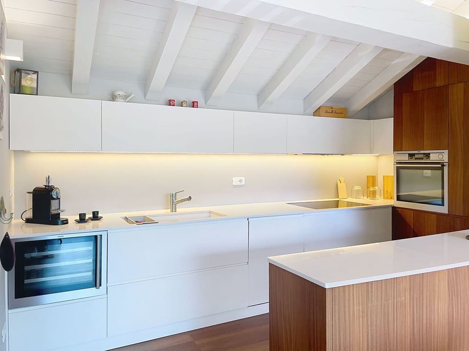 Kitchen, Interior Design, Flooring, Countertop, Cabinetry, Wood, Furniture, Floor, Kitchen Appliance, Ceiling