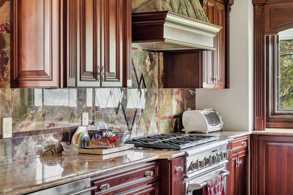 Main Level | Kitchen | Refrigerator | Double Oven | Wine Cooler | Microwave | Stove | Espresso Machine | Dishwasher | Toaster