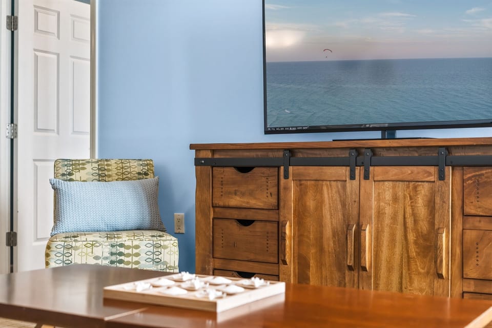 Extra-large TV with new furniture