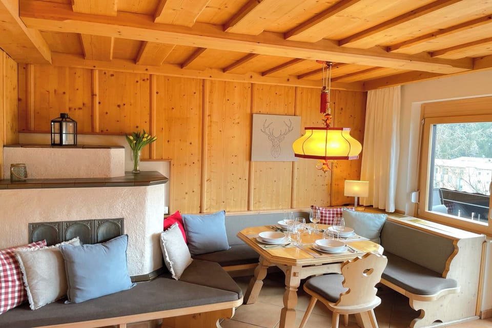 Dining area with a view of the ski jump